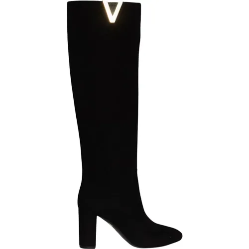 Suede Ankle Boots with Gold Detail , female, Sizes: 4 1/2 UK, 3 UK, 7 UK - Via Roma 15 - Modalova