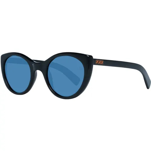 Schwarze Unisex-Sonnenbrille Polarisierte Runde Fassung , unisex, Größe: ONE Size - Ermenegildo Zegna - Modalova