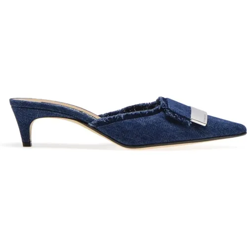 Blaue Slip-On Denim Effekt Mules - Sergio Rossi - Modalova