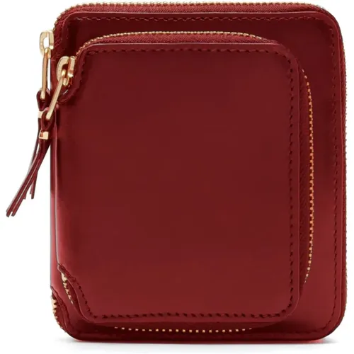 Roter Doppelter Geldbeutel,Rote Lederbrieftasche mit Münzfach - Comme des Garçons - Modalova