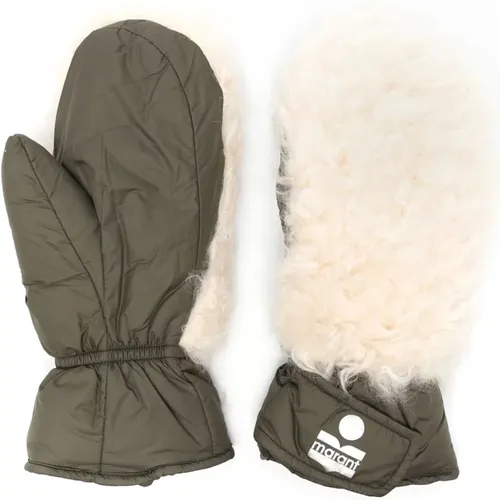 Naerka Shearling Panel Mittens Gloves , female, Sizes: ONE SIZE - Isabel marant - Modalova