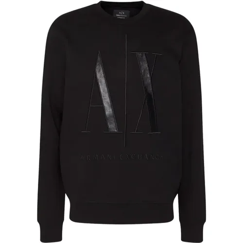 Schwarzer Pullover mit ICON-Logo , Herren, Größe: S - Emporio Armani - Modalova