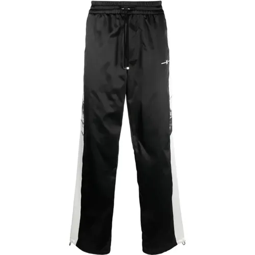 Straight Trousers, male, , Size: L Cotton Track Pants with Contrasting Side Bands - Amiri - Modalova