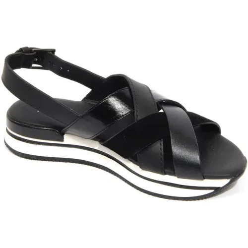 Flat Sandals, female, , Size: 8 US Crossed Straps Sandal - Hogan - Modalova