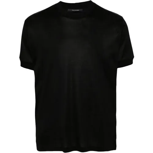 Schwarzes Baumwollstrick T-Shirt - Tagliatore - Modalova