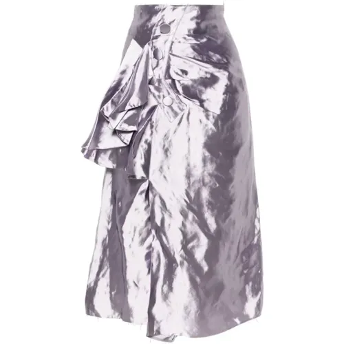 Dark Lilac Midi Skirt , female, Sizes: S, XS, 2XS - Maison Margiela - Modalova