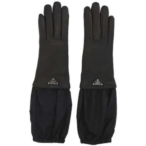 Logo Gloves Cashmere Lining , female, Sizes: 8 IN - Prada - Modalova