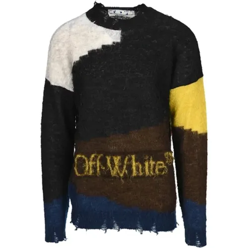 Wool Sweater with Colour Block Detail , male, Sizes: M, S - Off White - Modalova