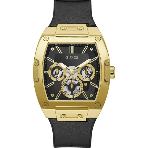 Herren Uhr Edelstahl Farbe Gold Amband Leder/silikon Gw0202G1 - Guess - Modalova