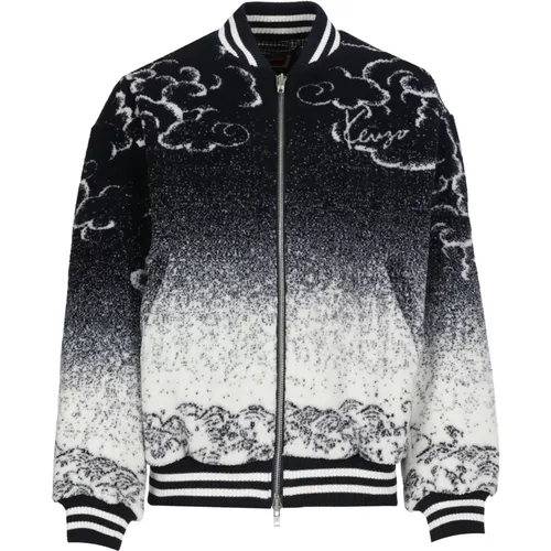 Bomber Jackets, male, , Size: M Blue Bomber Jacket Cloud Tiger Pattern - Kenzo - Modalova