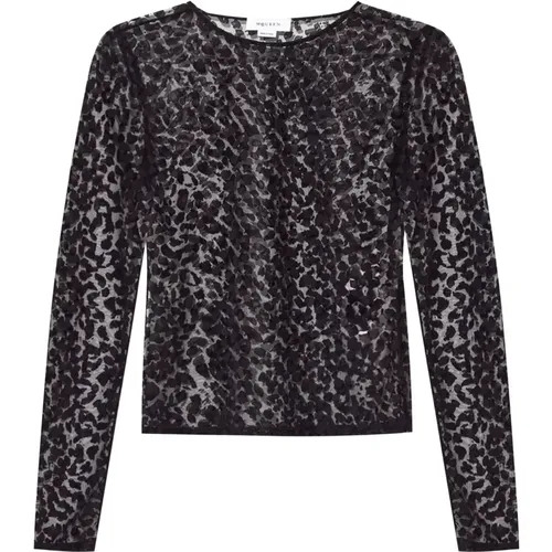 Leopardenmuster Crew-Neck Top in Schwarz , Damen, Größe: 3XS - alexander mcqueen - Modalova