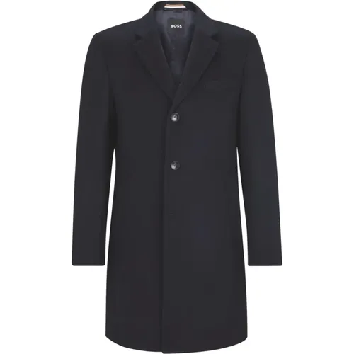 Single-Breasted Coats, male, , Size: 2XL Slim Fit Wool and Cashmere Coat in - Hugo Boss - Modalova