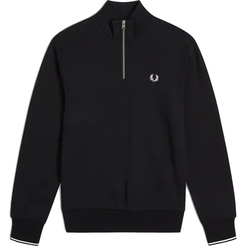 Sweatshirts, male, , Size: XL Half Zip Sweatshirt Striped Back - Fred Perry - Modalova