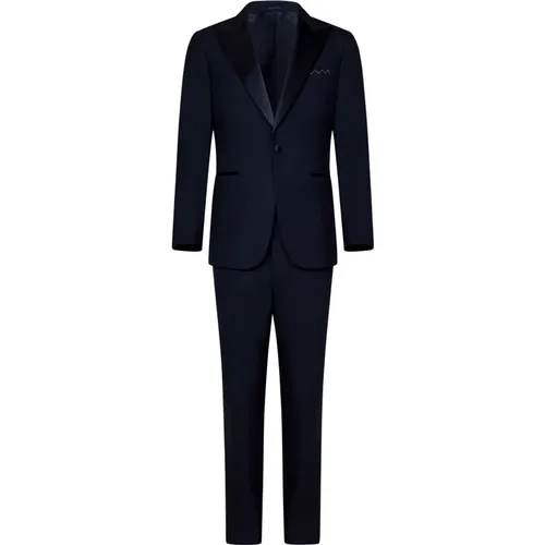 Single Breasted Suits, male, , Size: 2XL Tropical Wool Tuxedo Suit - Low Brand - Modalova