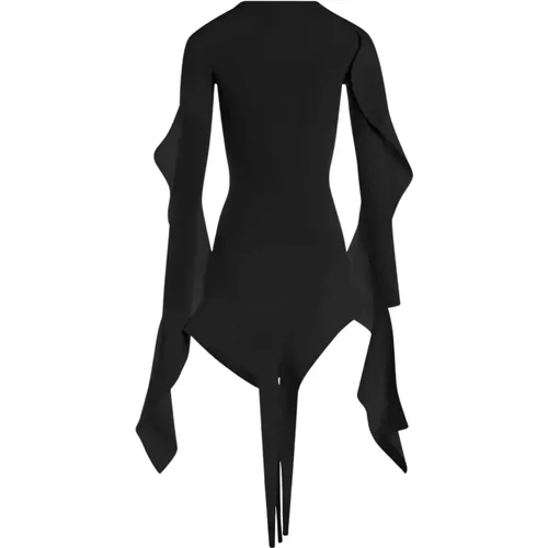 Schwarzes Asymmetrisches Strickkleid mit Bootsausschnitt - Mugler - Modalova