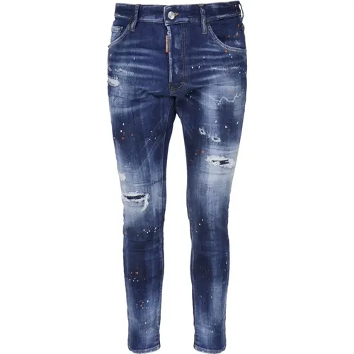 Skinny Jeans, male, , Size: XS Faded Dark Denim Jeans - Dsquared2 - Modalova