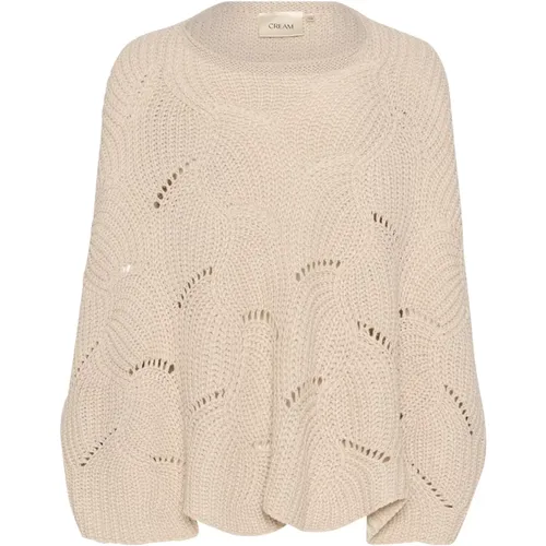 Gestrickter Poncho Hafer Melange - Cream - Modalova