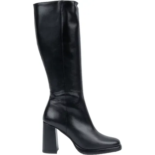 Leather Boots with Side Zipper and 90mm Heel , female, Sizes: 7 UK, 8 UK - Albano - Modalova