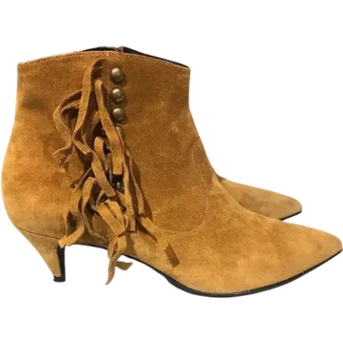 Pre-owned Boots, female, , Size: 6 1/2 US Pre-owned Suede boots - Saint Laurent Vintage - Modalova