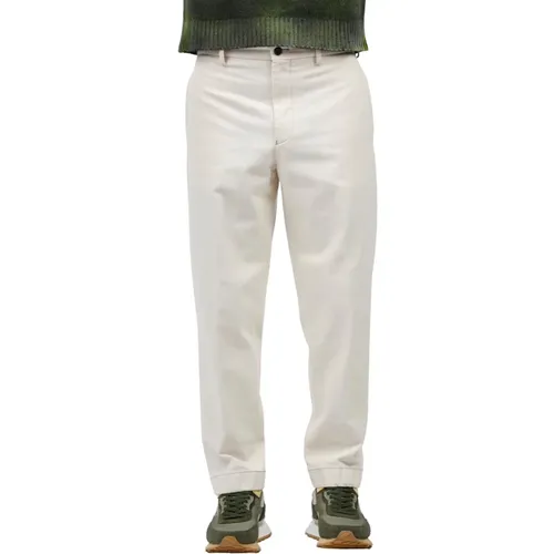 Chinos, male, , Size: M Wide Leg Cotton Pants, Flat Front - Berwich - Modalova