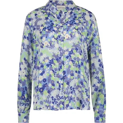 Blaue Bluse mit Popping Flowers , Damen, Größe: L - Fabienne Chapot - Modalova