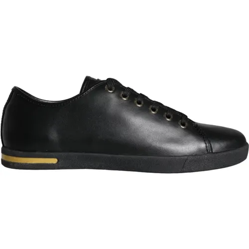 Klassische Schwarze Goldene Ledersneakers Schuhe - Dolce & Gabbana - Modalova