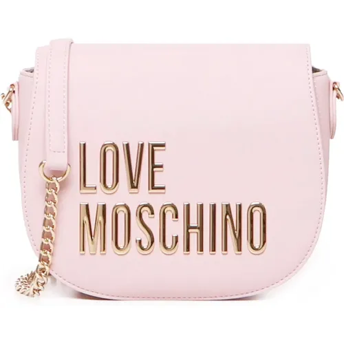 Cross Body Bags, female, , Size: ONE SIZE Flap Shoulder Bag with Gold Logo - Love Moschino - Modalova