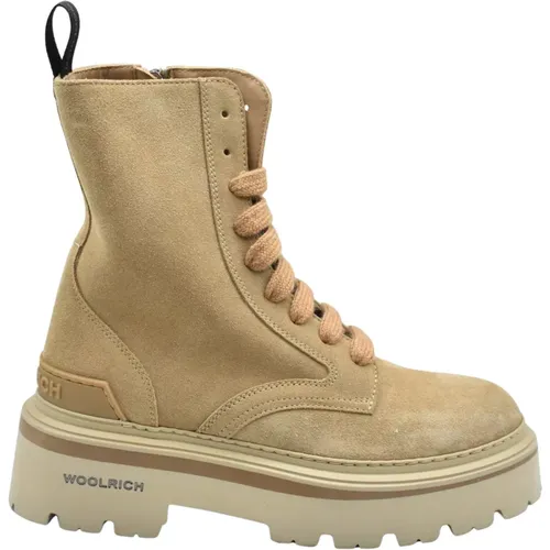 Flache Braune Anfibio Logger Schuhe , Damen, Größe: 36 EU - Woolrich - Modalova