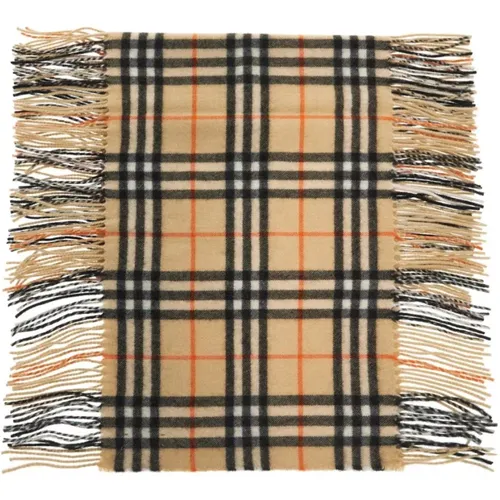 Check Cashmere Scarf with Fringes , unisex, Sizes: ONE SIZE - Burberry - Modalova