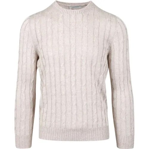 Round-neck Knitwear, male, , Size: 2XL Linen and Cotton Sweater with Braids - Gran Sasso - Modalova