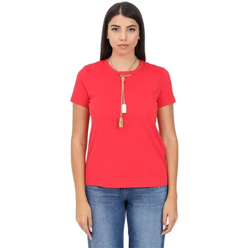 Rotes T-Shirt mit Halskette - Elisabetta Franchi - Modalova