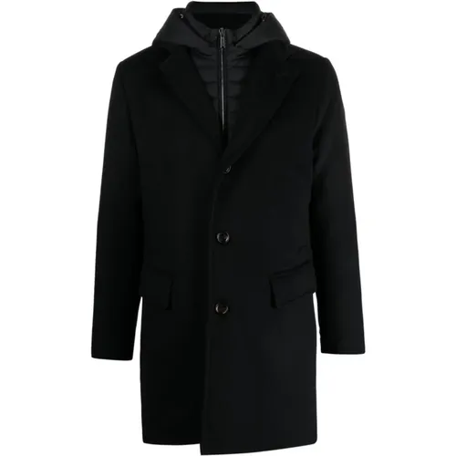 Single-Breasted Coats, male, , Size: 2XL Navy Mitchel Coat - Moorer - Modalova