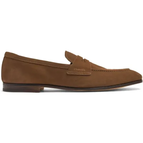 Loafers, male, , Size: 10 1/2 US Suede Almond Toe Loafers - Church's - Modalova