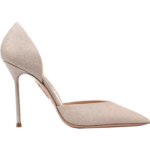 Rose Gold Glitter Decollete Shoes , female, Sizes: 6 1/2 UK - Aquazzura - Modalova