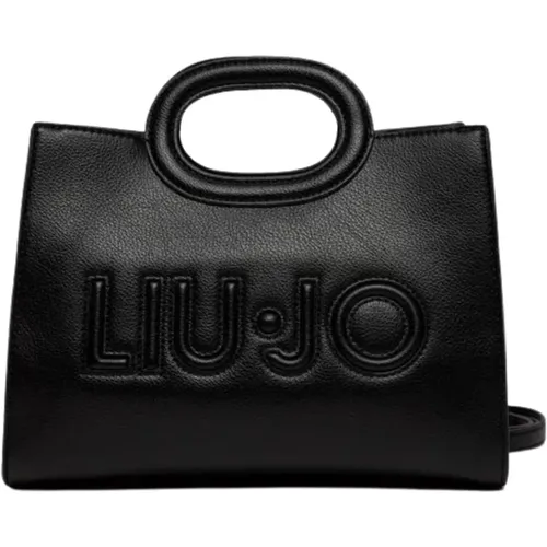 Schwarze Mini Shopping Maxi Logo Tasche - Liu Jo - Modalova