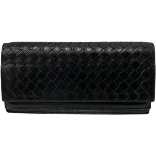 Pre-owned Wallets, male, , Size: ONE SIZE Pre-owned Intrecciato Lambskin Long Wallet - Bottega Veneta Vintage - Modalova