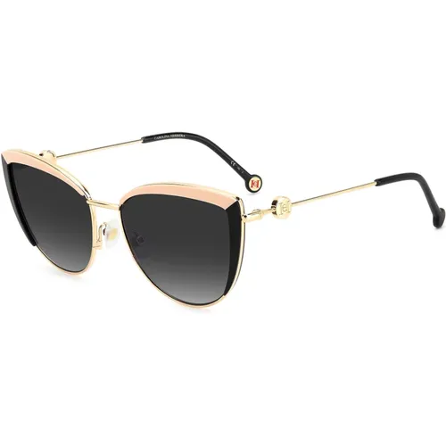 Gold Black Sunglasses with Dark Grey Shaded Lenses , female, Sizes: 58 MM - Carolina Herrera - Modalova