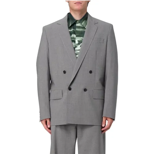 Blazers, male, , Size: L Modern Grey Blazer Suit - Msgm - Modalova