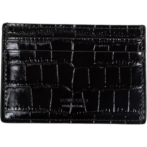 Wallets & Cardholders, male, , Size: ONE SIZE Crocodile Card Holder - Tom Ford - Modalova
