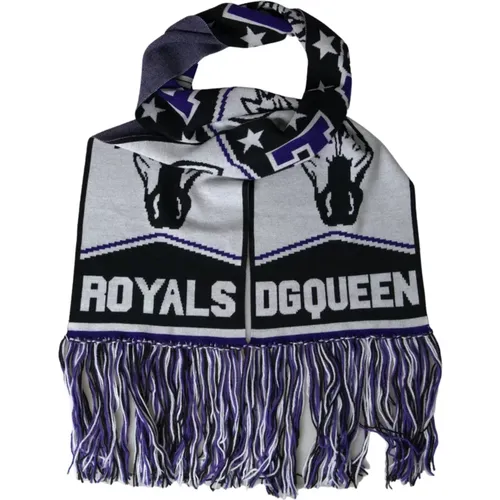 Wolle Queen Wrap Fransen Schal , Damen, Größe: ONE Size - Dolce & Gabbana - Modalova