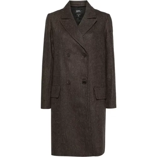 Schicker Double-Breasted Marron Mantel , Damen, Größe: 2XS - A.P.C. - Modalova