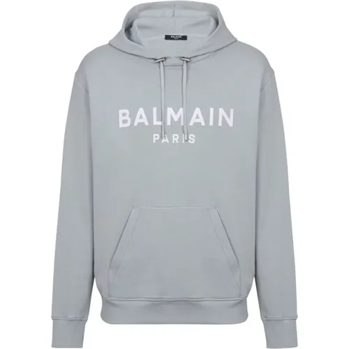 Hoodies, male, , Size: S Hoodie with Printed Design - Balmain - Modalova