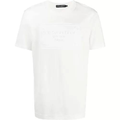 Geprägtes Plaque T-Shirt , Herren, Größe: 2XL - Dolce & Gabbana - Modalova