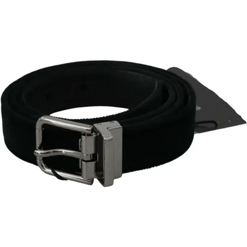 Belts, male, , Size: 80 CM Luxury Leather Belt with Silver Buckle - Dolce & Gabbana - Modalova