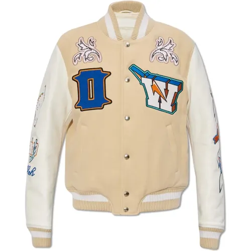 Bomber Jackets, female, , Size: S Varsity jacket - Off White - Modalova