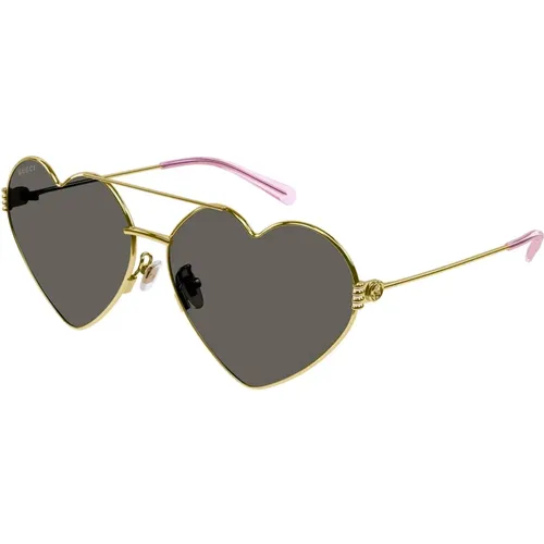 Gold/Grey Sunglasses , female, Sizes: 62 MM - Gucci - Modalova