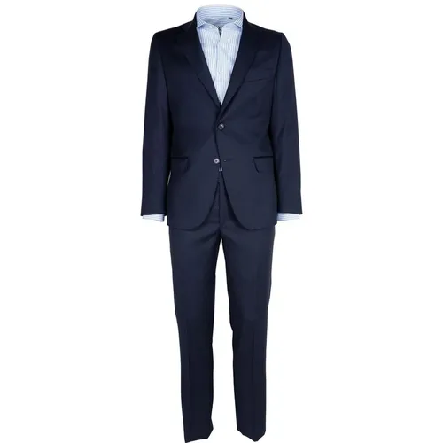 Single Breasted Suits, male, , Size: S Elegant Wool Suit - Drop 7 - Made in Italia - Modalova