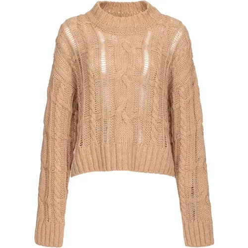 Camel Sweater with Crater Neckline , female, Sizes: L, M, S - pinko - Modalova