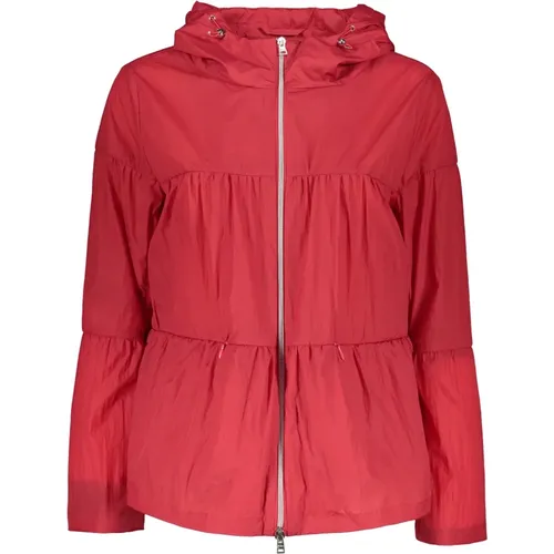 Light Jackets, female, , Size: S Gathered Techno Fabric Jacket with Hood - Herno - Modalova