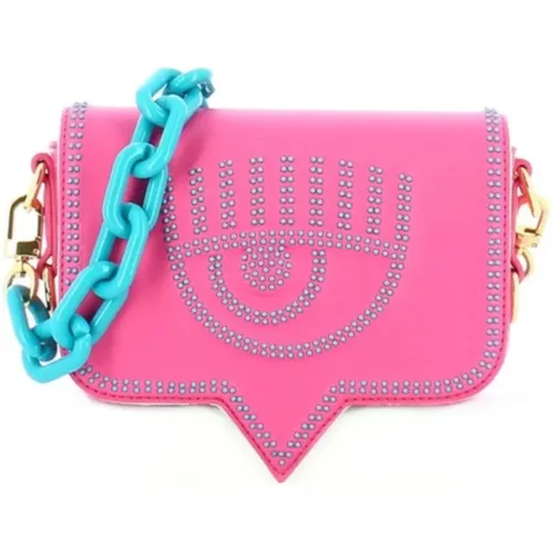 Fuchsia Schultertasche mit Blauen Nieten - Chiara Ferragni Collection - Modalova